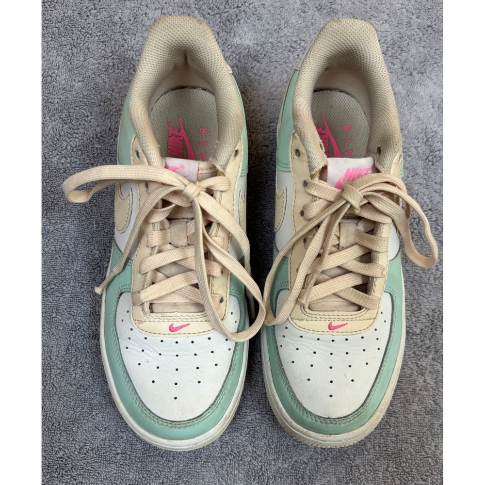 Nike Air Force 1 Low Enamel Green Sail Pink Kids Shoes Size 5Y Boys 5, Girls 6.5
